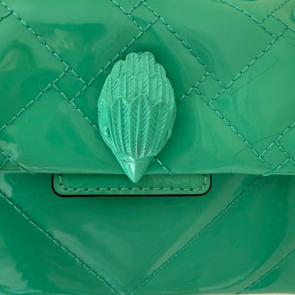 Kurt Geiger turquoise green Quilted Women's crossbody bag. Patent leather. NWT